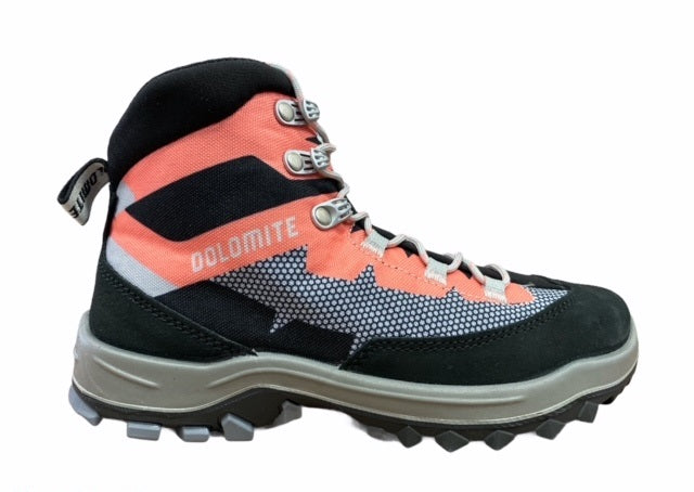 Scarponcino da trekking Dolomite Steinbock WT GTX per ragazzi, modello 282783 PGCR grigio peltro-rosso corallo con membrana Gore-Tex impermeabile