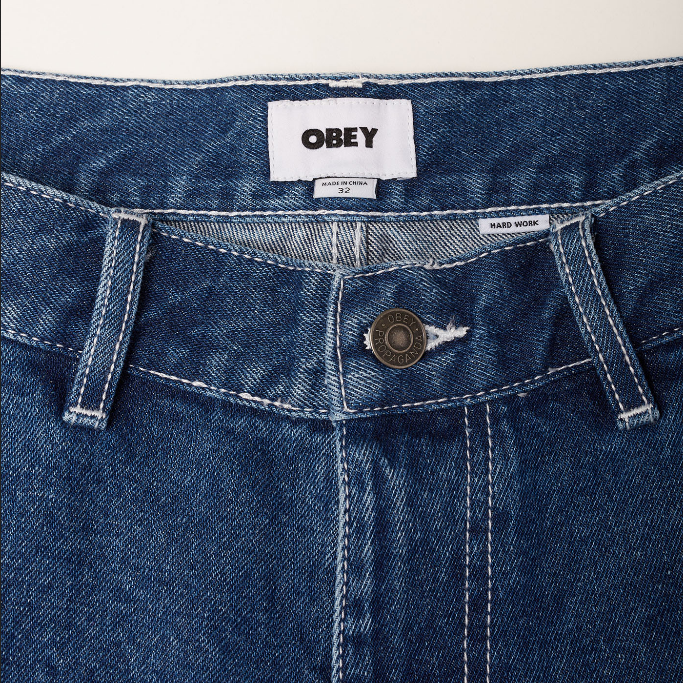 Obey Pantalone in Denim da uomo Hardwork Carpentiere 142010078 blu medio