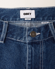 Obey Pantalone in Denim da uomo Hardwork Carpentiere 142010078 blu medio