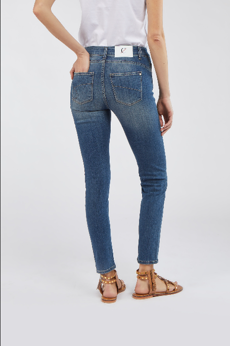 CafèNoir Pantalone jeans Denim Audrey Slim C7JJ3060 B007 blu medio chiaro