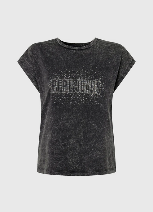 Pepe Jeans T-shirt con logo Decorato Bon PL505141 999 black