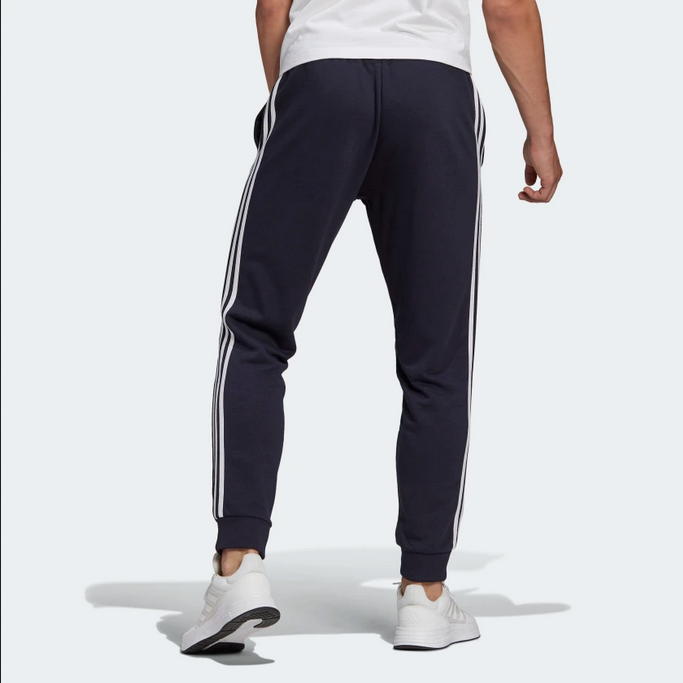 Adidas Pantalone Essentials French Terry Tapered Cuff 3-Stripes GK8888 blu bianco