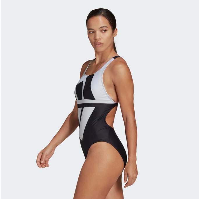 Adidas costume intero da piscina da donna Logo Graphic HB1675 nero bianco