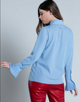 Relish Camicia da donna manica lunga Grosy Plissè RDA2203009030 1747 cashmere blue