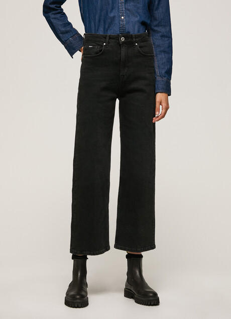 Pepe Jeans Pantalone jeans da donna a vita alta largo Lexa Sky Wide Fit High PL204162XF18 000 denim black