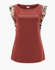 Freddy T-shirt in modal con maniche ad aletta in viscosa stampata S3WSLT17 RFLO55 rosso mattone