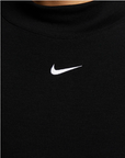 Nike T-Shirt da donna a manica lunga a costine con collo a lupetto DV7880-010 black