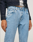 Pepe Jeans pantalone jeans da donna Violet Mom Carrot vestibilità a vita alta PL204176PD4R blu chiaro