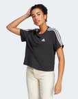 Adidas T-shirt da donna con 3 strisce Essential Single Jersey Crop HR4913 black-white