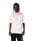 Phobia T-shirt unisex bianca con fulmini rossi grigi arancio PH00109REDGROR