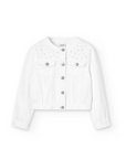 Boboli giacca di jeans per bambina e ragazza impreziosito da strass 726241-1100 bianco
