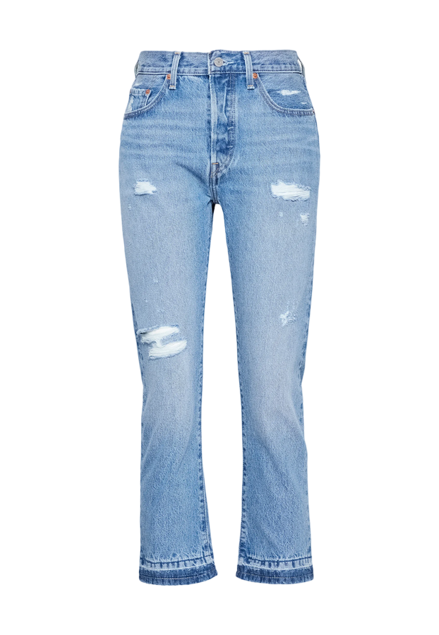 Levi&#39;s pantalone jeans da donna 501 Original Cropped largo alla caviglia 362000248 Light Indigo Destructed-Blu