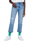Levi's pantalone jeans da donna 501 Original Cropped largo alla caviglia 362000248 Light Indigo Destructed-Blu