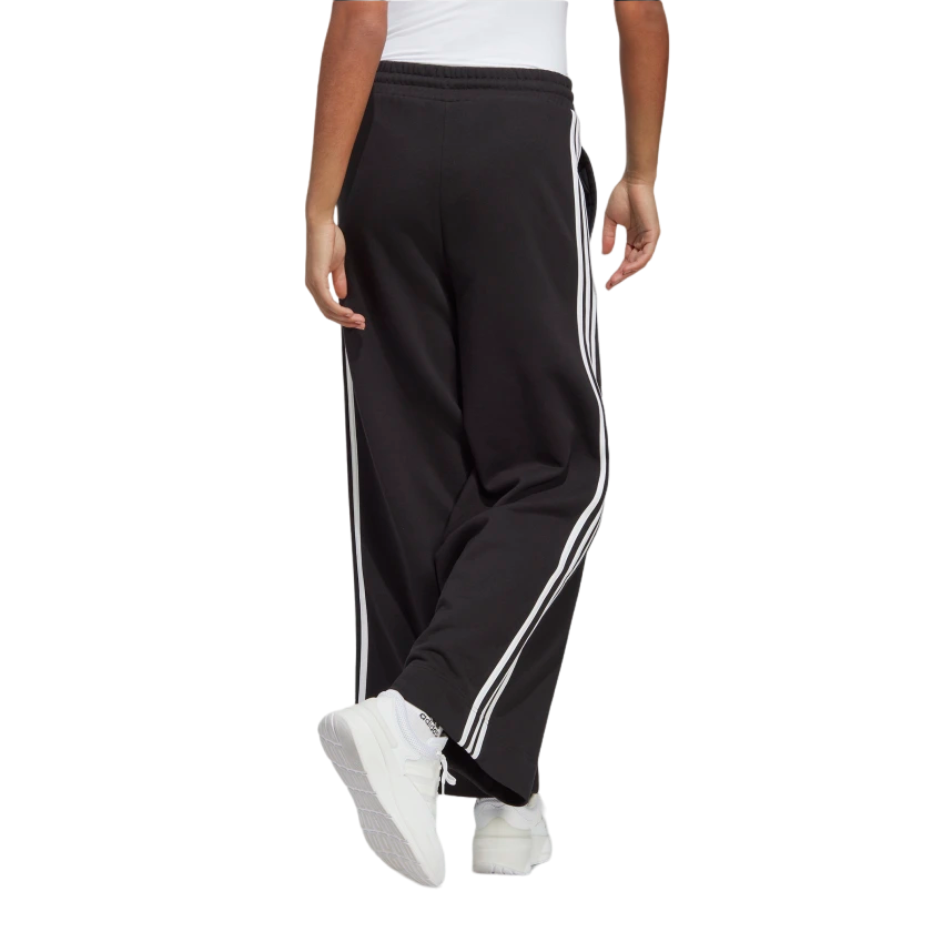 Adidas Pantalone sportivo a zampa da donna 3 strisce in cotone leggero IC8775 black-white