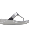 Crocs sandalo infradito con zeppa da donna Crocs Boca Sequin Wedge Flip W 207647-178 pearl white-silver