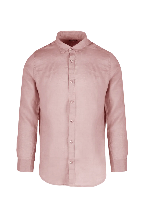 Censured camicia da uomo manica lunga in lino SM6437TLICA 75 powder pink