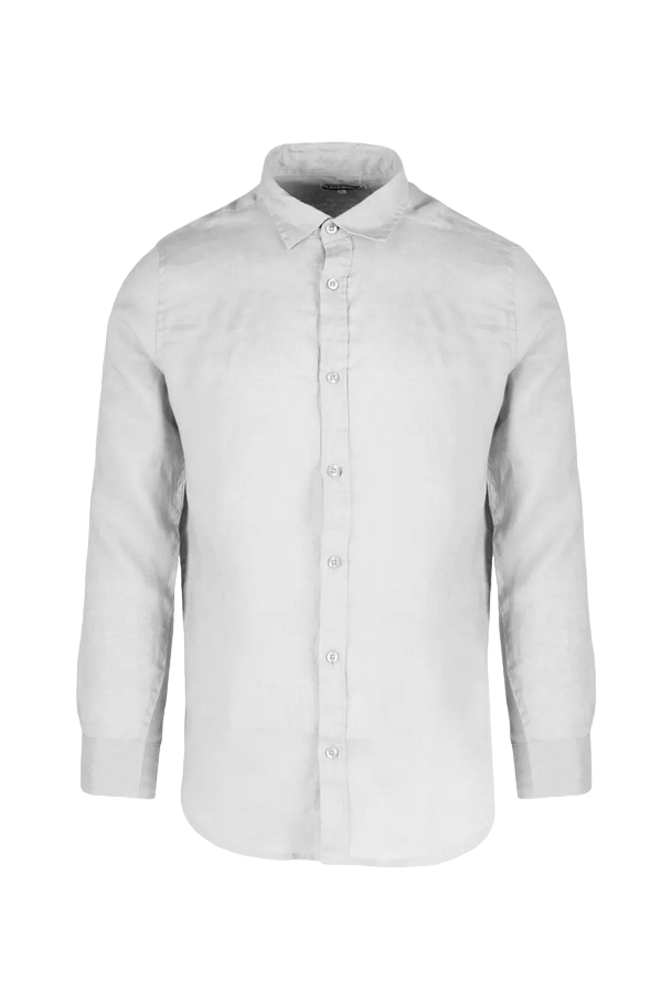 Censured camicia da uomo manica corta in lino SM6439TLICA 00 optical white