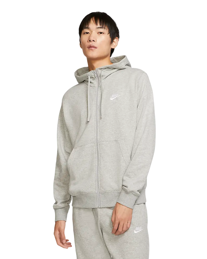 Nike Felpa con cappuccio e zip intera Sportswear Club BV2648-063 dark grey heather-matte silver-white