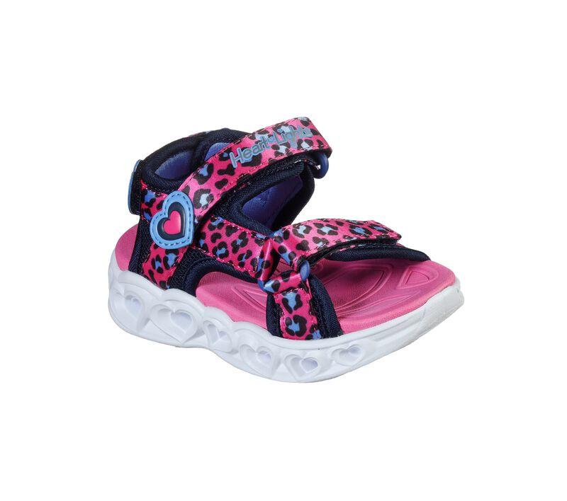 Skechers sandalo da bambina con le luci Lights Heart Sandal Savvy Cat 302090N/HPBL rosa-blu