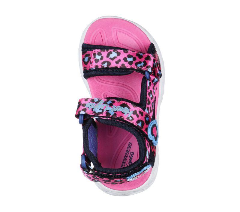 Skechers sandalo da bambina con le luci Lights Heart Sandal Savvy Cat 302090N/HPBL rosa-blu