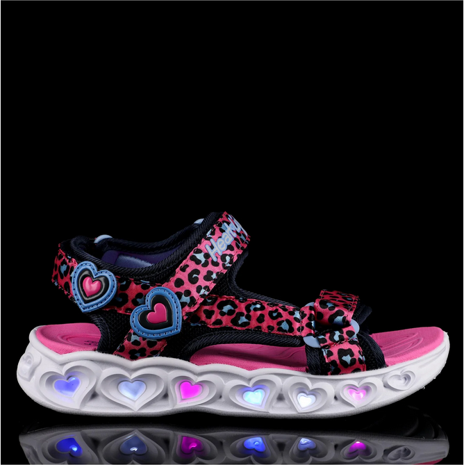 Skechers sandalo da bambina con luci Lights Heart Savvy Cat 302090L/HPBL rosa-blu