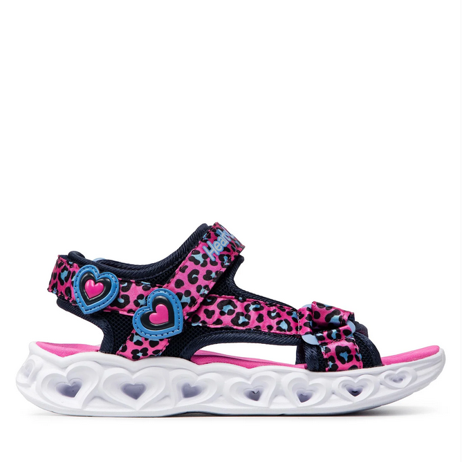 Skechers sandalo da bambina con luci Lights Heart Savvy Cat 302090L/HPBL rosa-blu