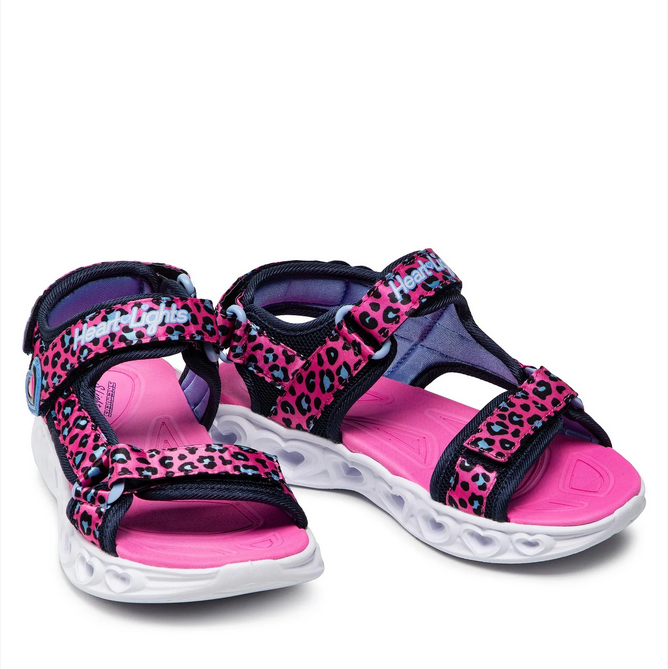 Skechers sandalo da bambina con luci Lights Heart Savvy Cat 302090L/HPBL rosa-blu