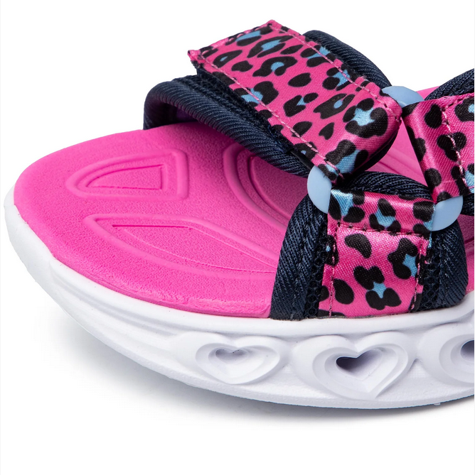 Skechers sandalo da bambina con luci Lights Heart Savvy Cat 302090L/HPBL rosa-blu