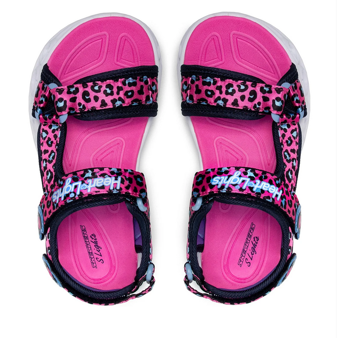 Skechers sandalo da bambina con luci Lights Heart Savvy Cat 302090L/HPBL rosa-blu
