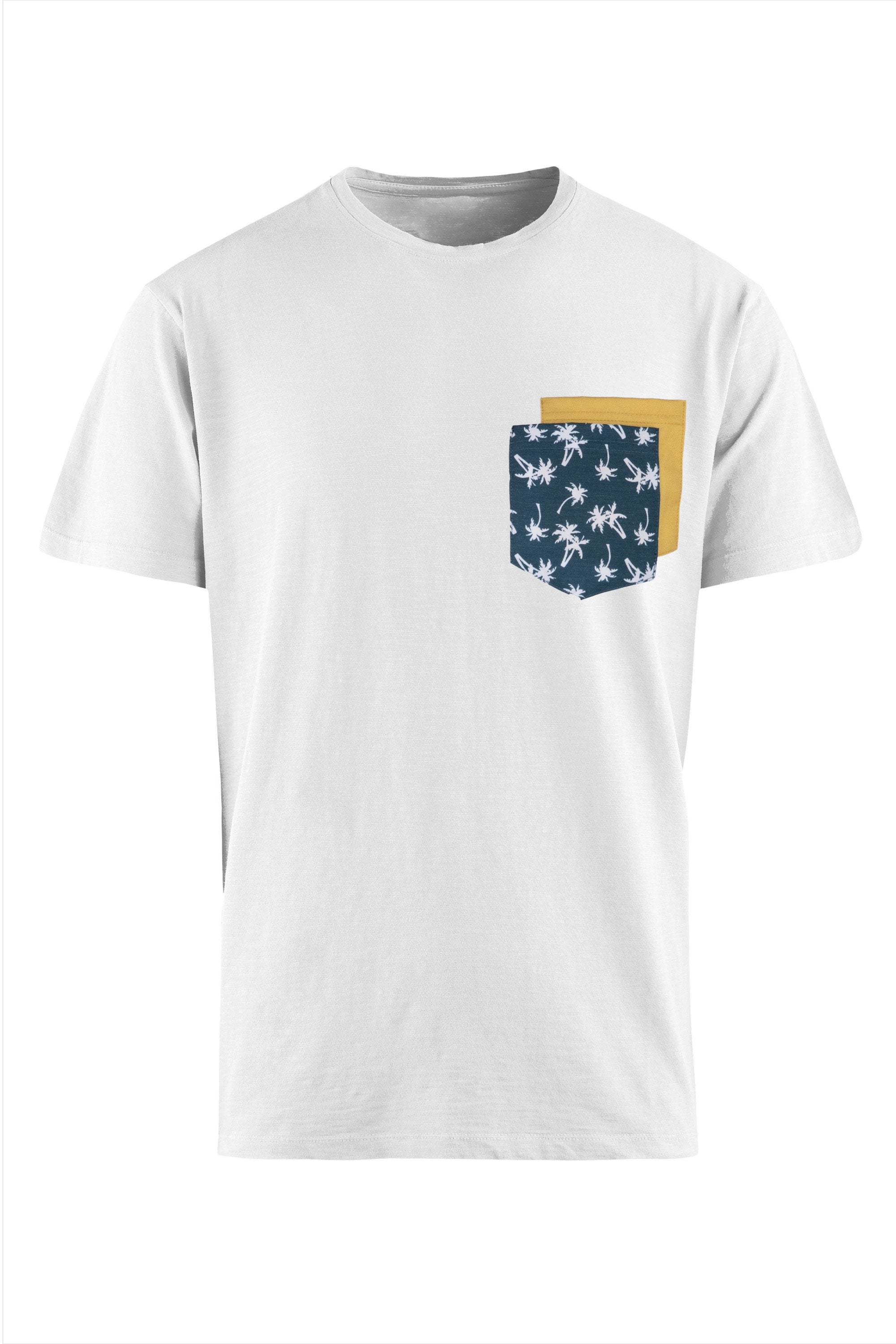 Bomboogie T-Shirt in Jersey di Cotone con Taschino e Patch Palme TM7438TJSSG 00 white
