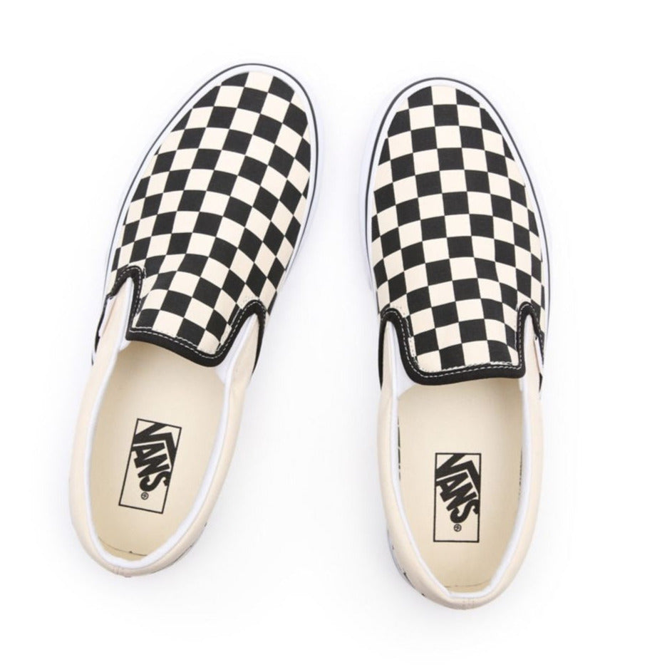 Vans Classic Slip-On Checkerboard VN000EYEBWW1 bianche e nere a scacchi, modello unisex senza lacci, alto