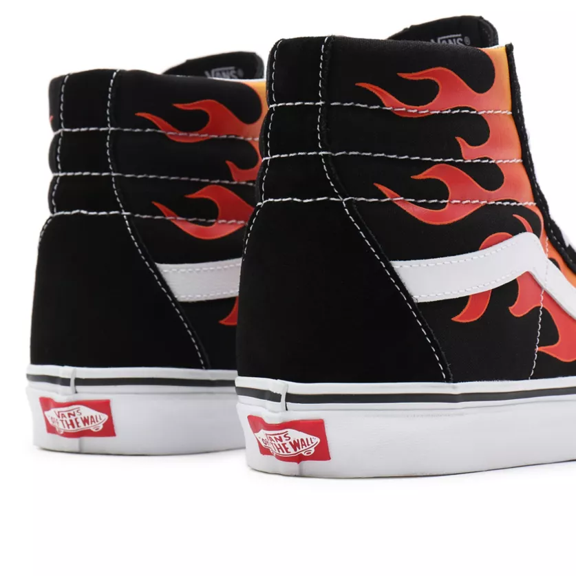 Vans Scarpa sneakers per uomo e donna con fantasia fiammata Sk-8Hi Reissue Flame VN0A2XSBPHN1 nero-bianco-fiamme 3