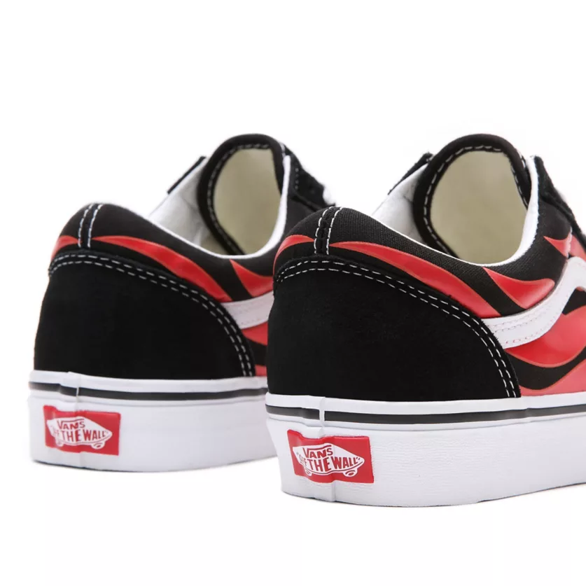 Vans scarpa sneakers da adulto con stampa fiammata Old Skool Flame VN0A38G1PHN1 nero-bianco-fiamme