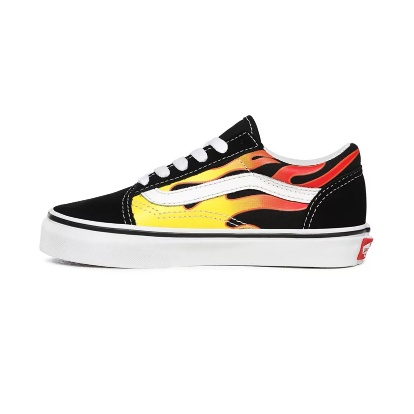 Vans scarpa sneakers da ragazzo Old Skool Flame VN0A5AOAXEY nero bianco fiamme 1