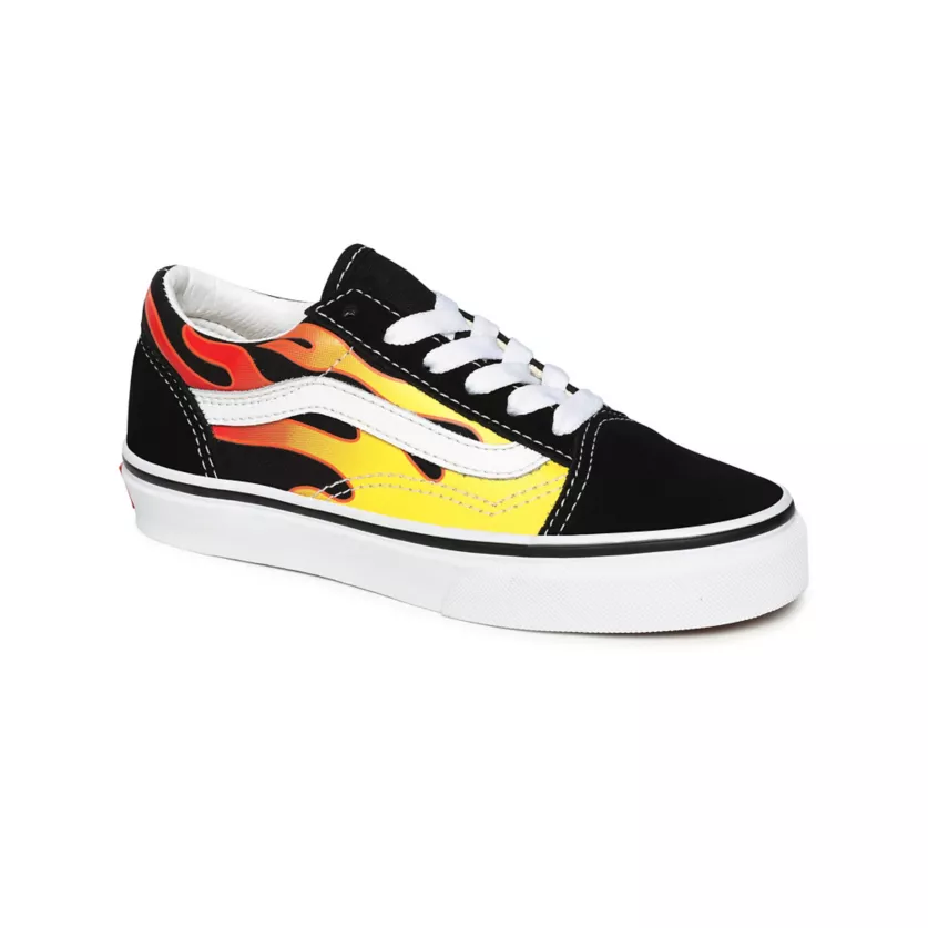 Vans scarpa sneakers da ragazzo Old Skool Flame VN0A5AOAXEY nero bianco fiamme 2