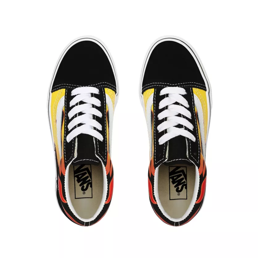 Vans scarpa sneakers da ragazzo Old Skool Flame VN0A5AOAXEY nero bianco fiamme 4