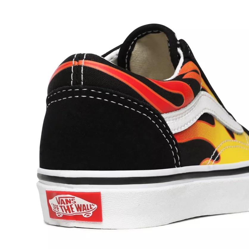 Vans scarpa sneakers da ragazzo Old Skool Flame VN0A5AOAXEY nero bianco fiamme 5