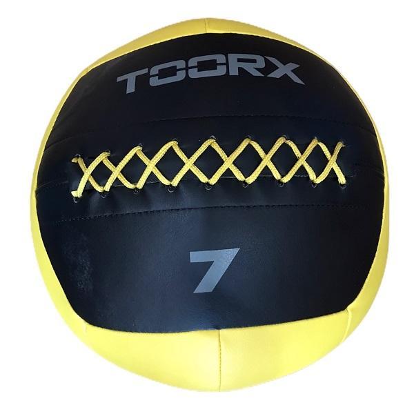 Wall Ball Toorx 7kg diametro 35cm nero-giallo per crossfit professionale e allenamento intensivo, modello AHF-228