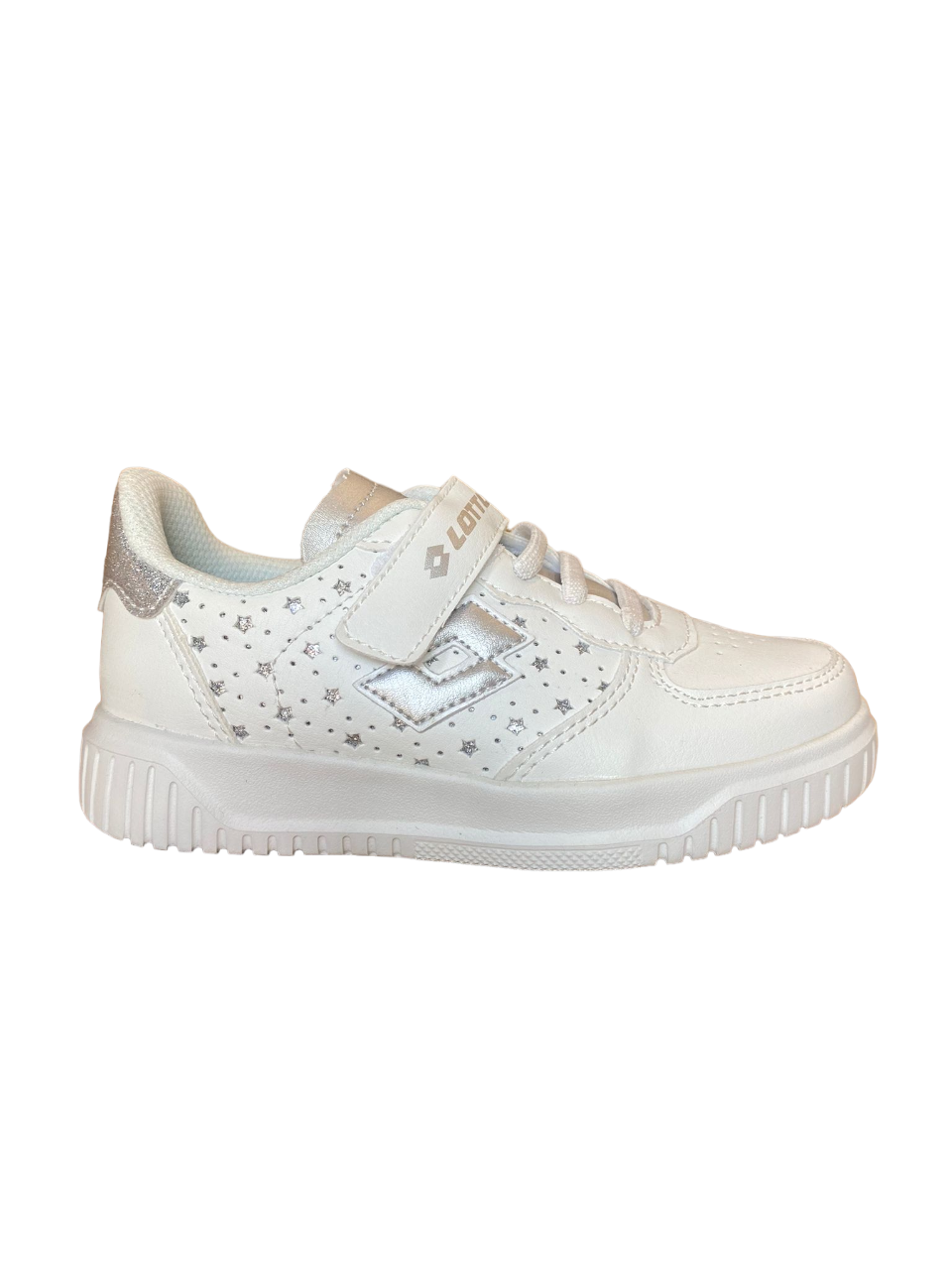 Lotto sneakers con strappo da bambina Venus 1 AMF 219415 1VQ white-silver metal 2