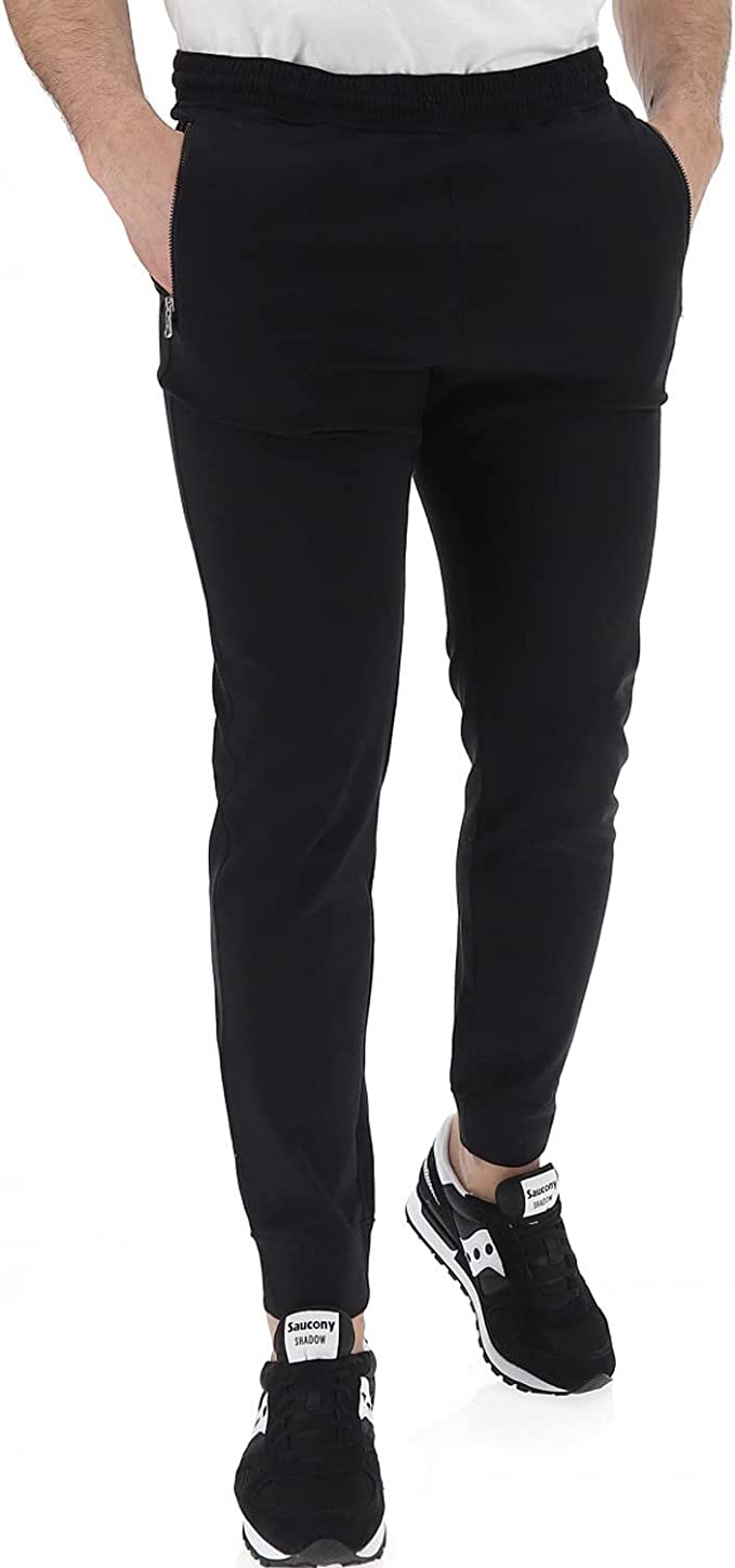 champion Pantalone sportivo da uomo Legacy con cerniera alle tasche e polsino al fondo 217435 KK001 nero