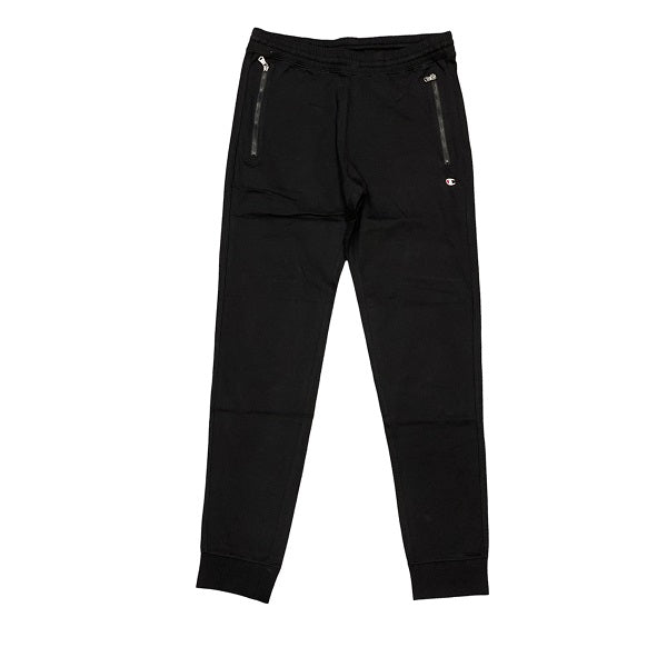 champion Pantalone sportivo da uomo Legacy con cerniera alle tasche e polsino al fondo 217435 KK001 nero tasca con cerniera avanti