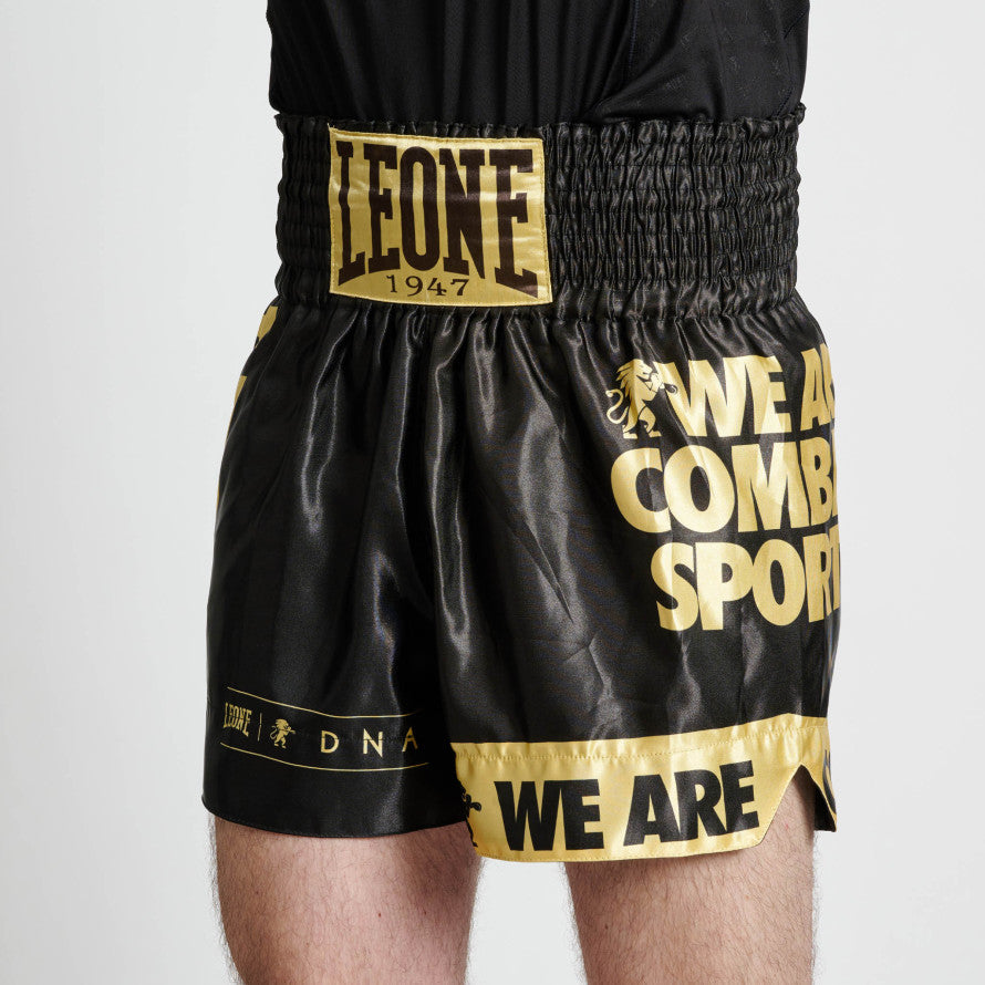 Leone Pantaloncino da uomo per Kick Boxing e Muay Thai AB966 black-gold