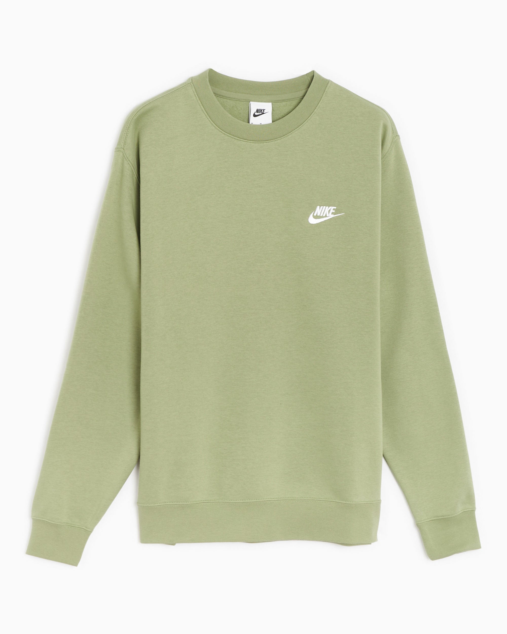 Nike felpa da uomo girocollo Sportwear Club Fleece BV2662-386 oil green-bianco