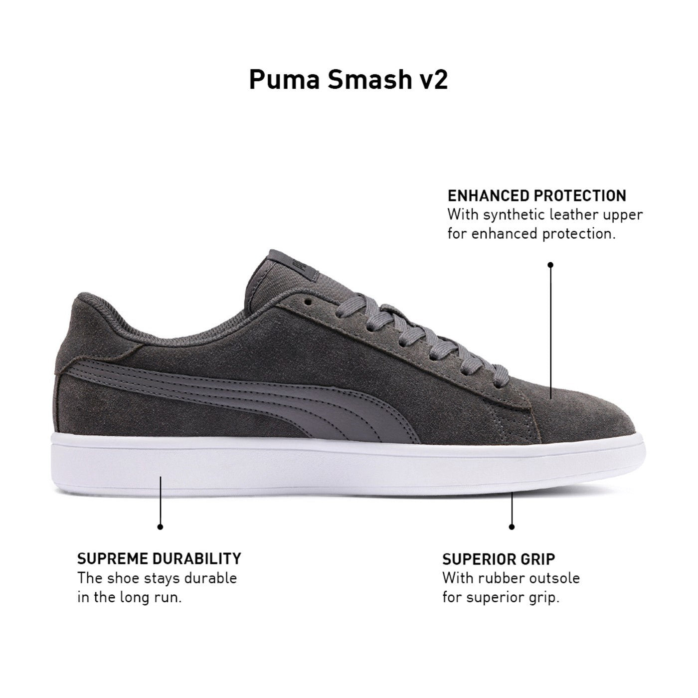 Puma sneakers bassa da uomo Smash v2 364989 32 castlerock-black-white