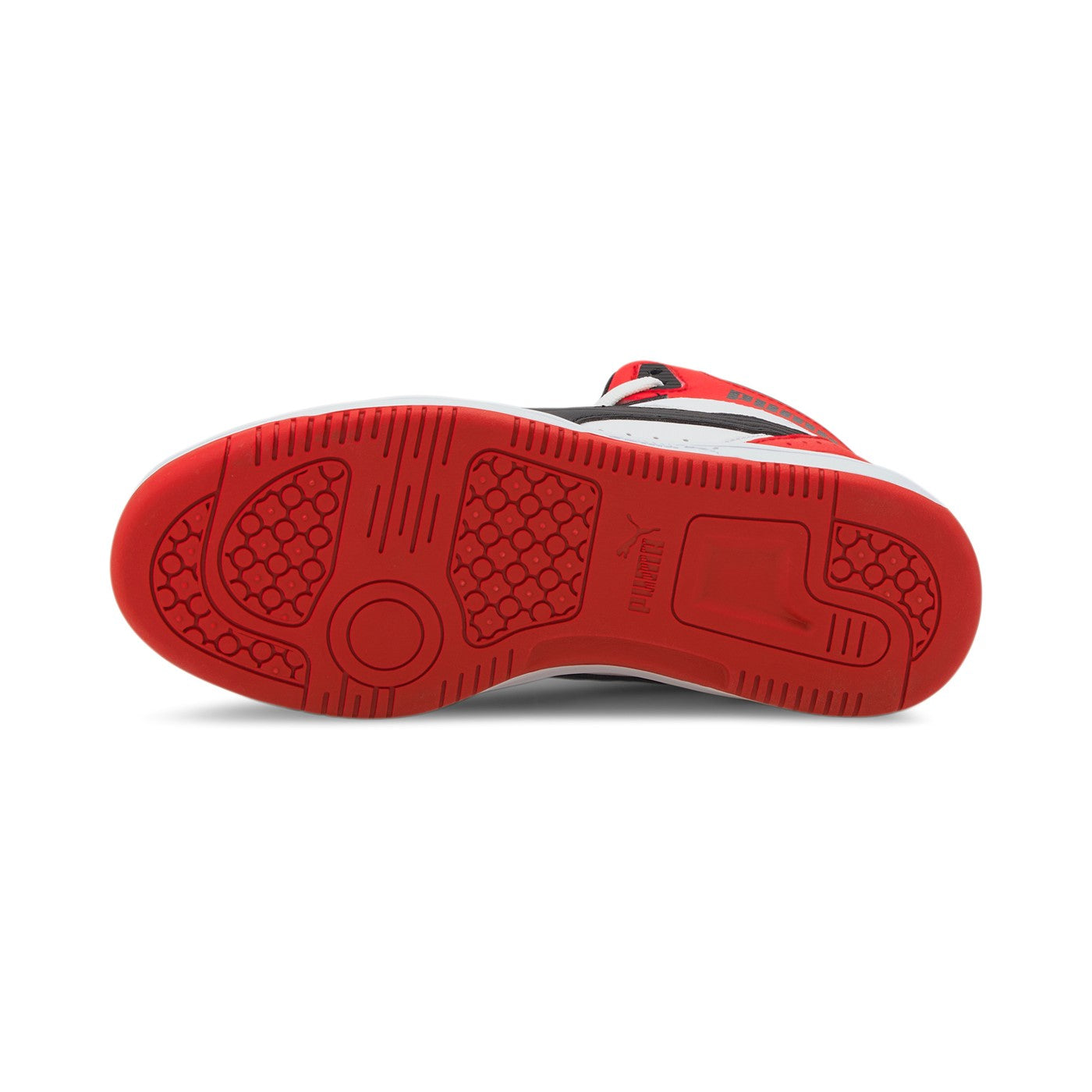 Puma Sneakers alta da ragazzo Rebound JOY Jr 374687 03 White-Black-High Risk Red