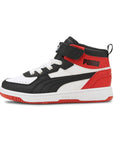Puma sneakers alta da bambino Rebound JOY Blocked AC PS 374688 03 bianco-nero-rosso