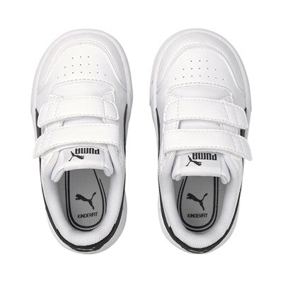Puma scarpa sneakers da bambino con strappo Shuffle V 375690 02 bianco nero oro