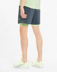 Puma pantaloncino sportivo da corsa Run 2IN1 5" 521049-42 grigio-verde acido