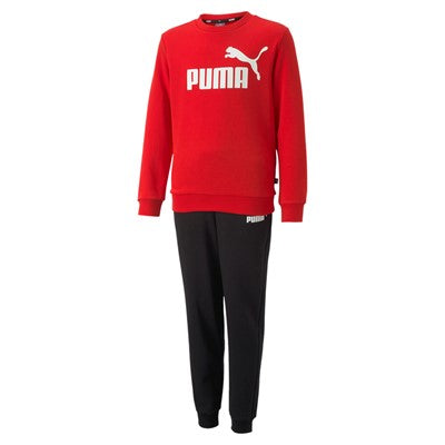 Puma tuta da ragazzo con felpa girocollo e pantalone con polsino alla caviglia Logo Sweat TR B 670885 11 rosso-nero