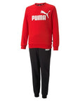 Puma tuta da ragazzo con felpa girocollo e pantalone con polsino alla caviglia Logo Sweat TR B 670885 11 rosso-nero
